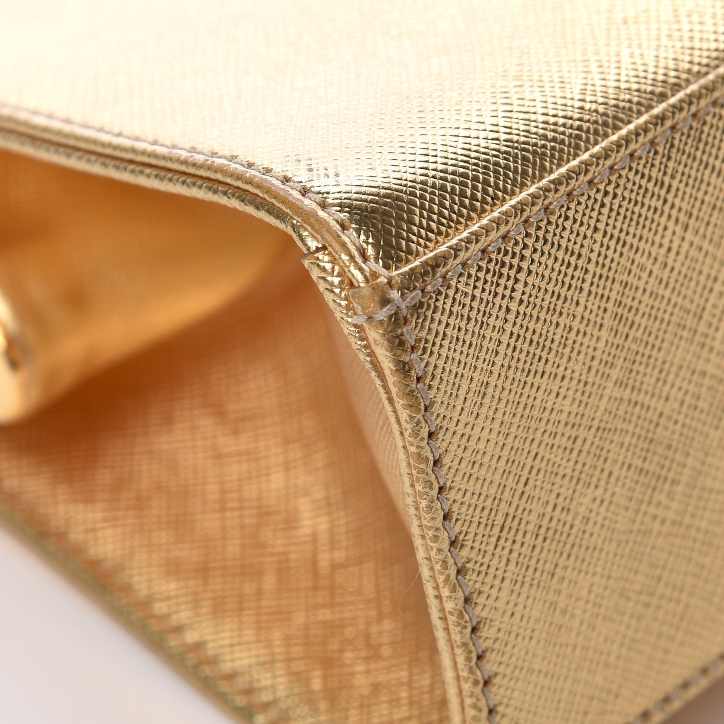 Metallic Saffiano Top Handle Frame Bag Platino