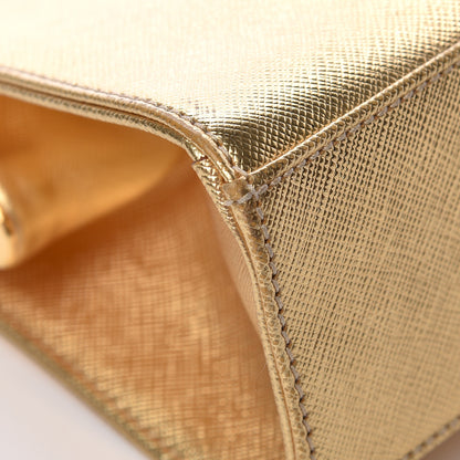 Prada Metallic Saffiano Top Handle Frame Bag Platino 13 of 18