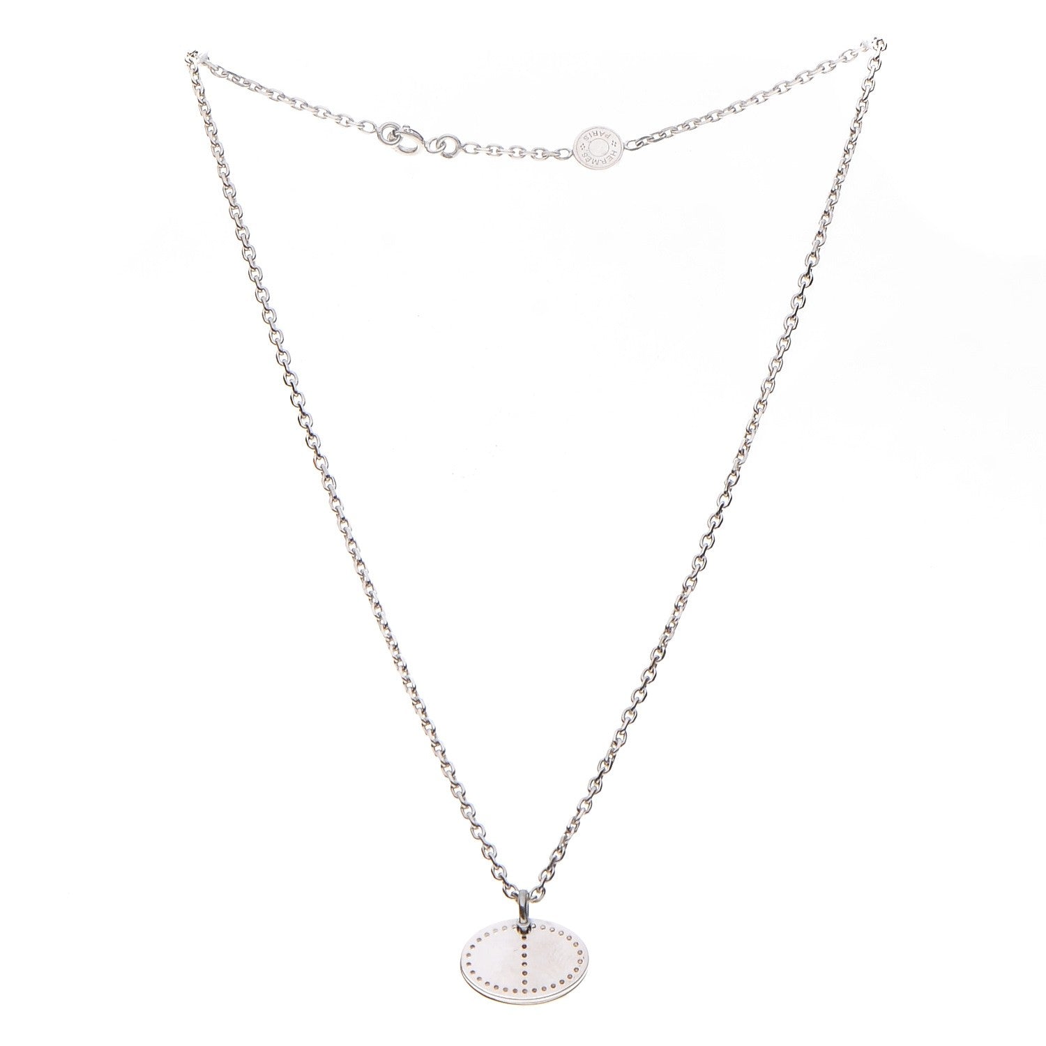 Hermes Sterling Silver Eclipse Pendant Necklace 3 of 9
