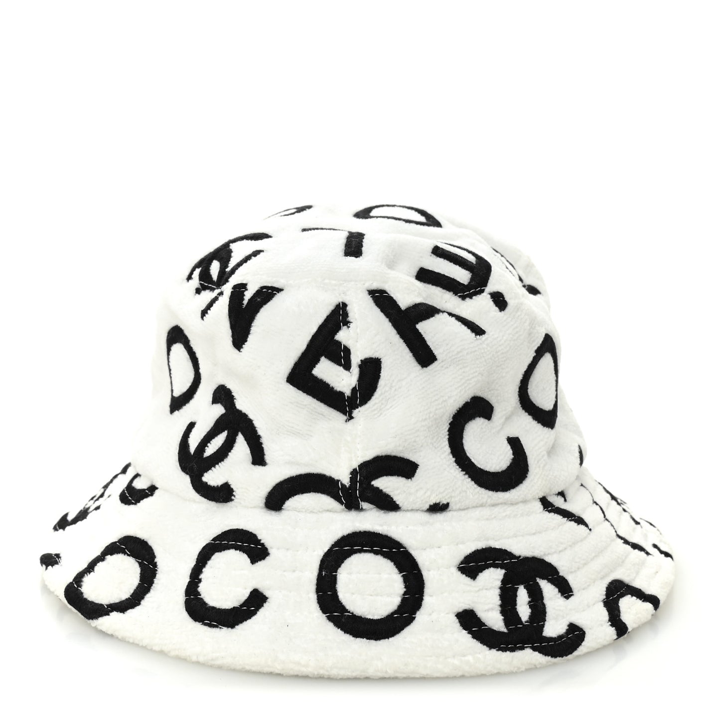 Terry Cloth Bucket Hat M White Black