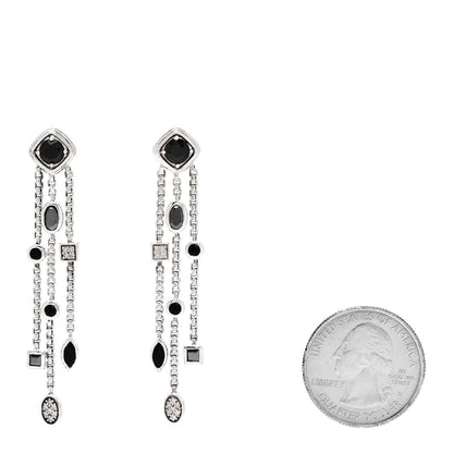 David Yurman Sterling Silver Diamond Black Onyx Hematine Confetti 3 Row Tassel Earrings 2 of 4