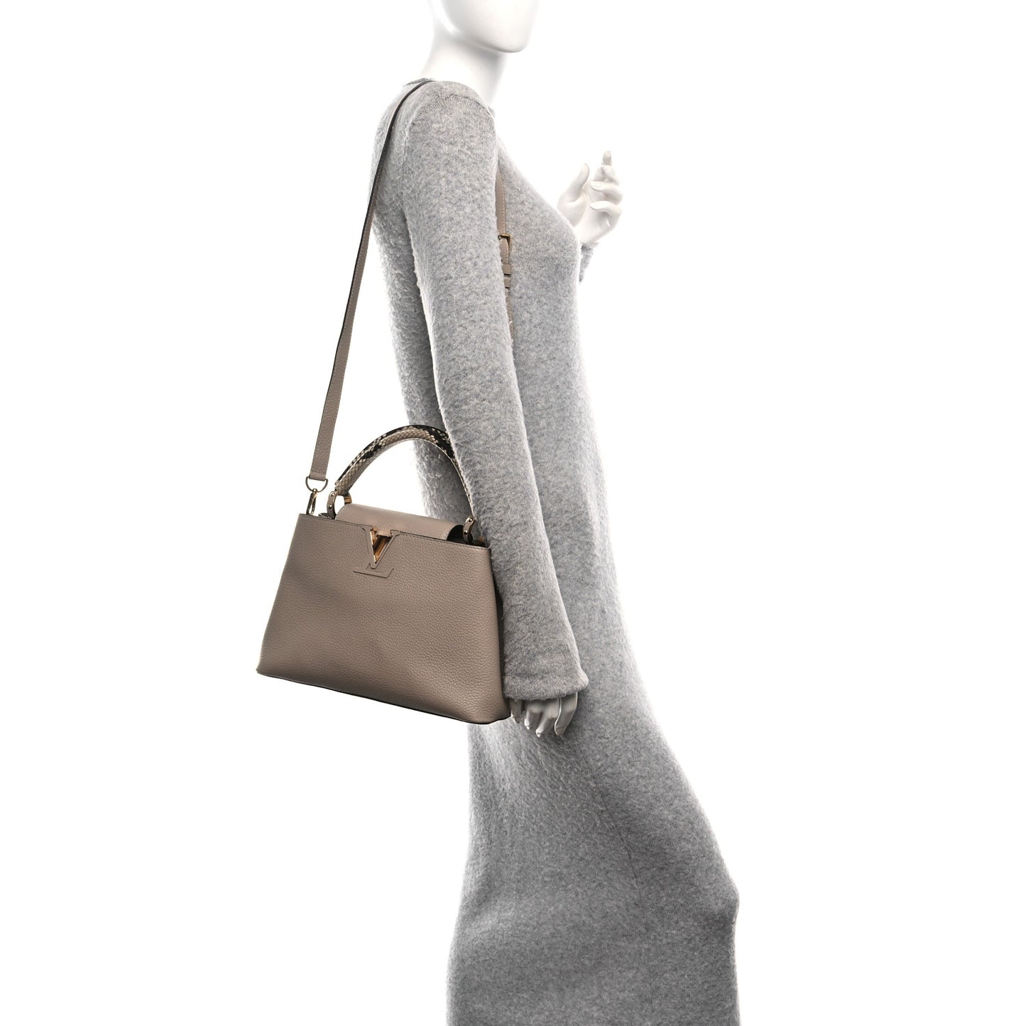 Taurillon Snakeskin Capucines PM Galet