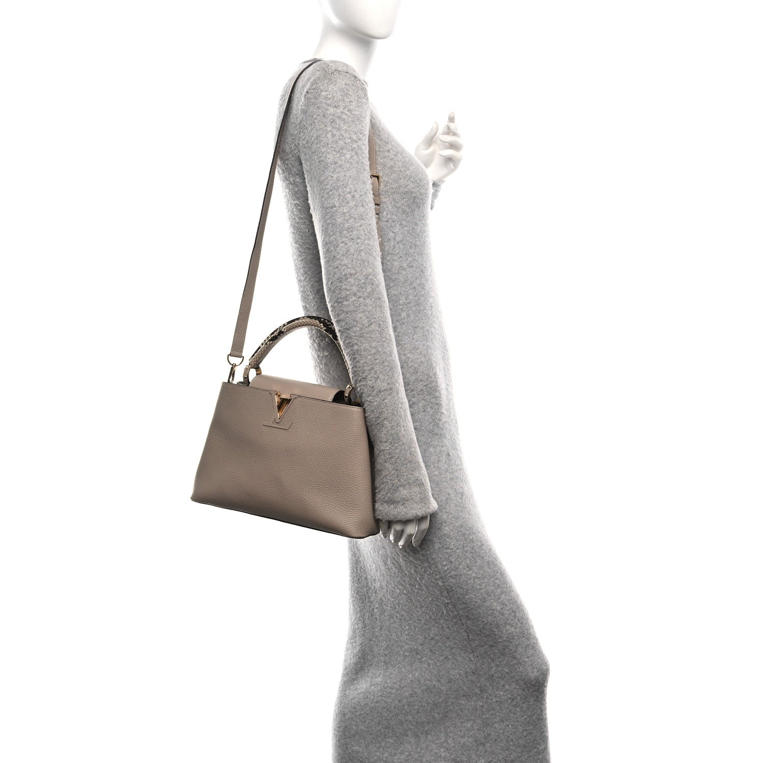 Louis Vuitton Taurillon Snakeskin Capucines PM Galet 2 of 9