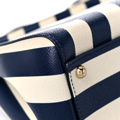 Dolce & Gabbana Dauphine Embroidered Striped Print Medium Miss Sicily Satchel White 11 of 13