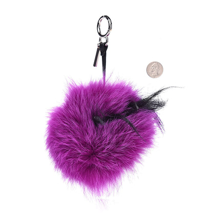 Fendi Fox Mink Goat Fur Oret Monster Bag Bug Charm Orchid Black 2 of 4