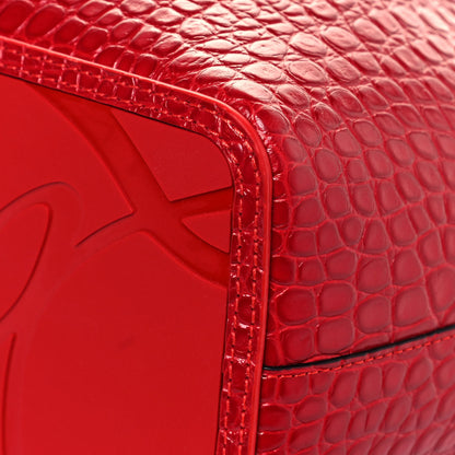 Christian Louboutin Crocodile Embossed Calfskin Spiked Small Cabarock Shopper Tote Red 8 of 12