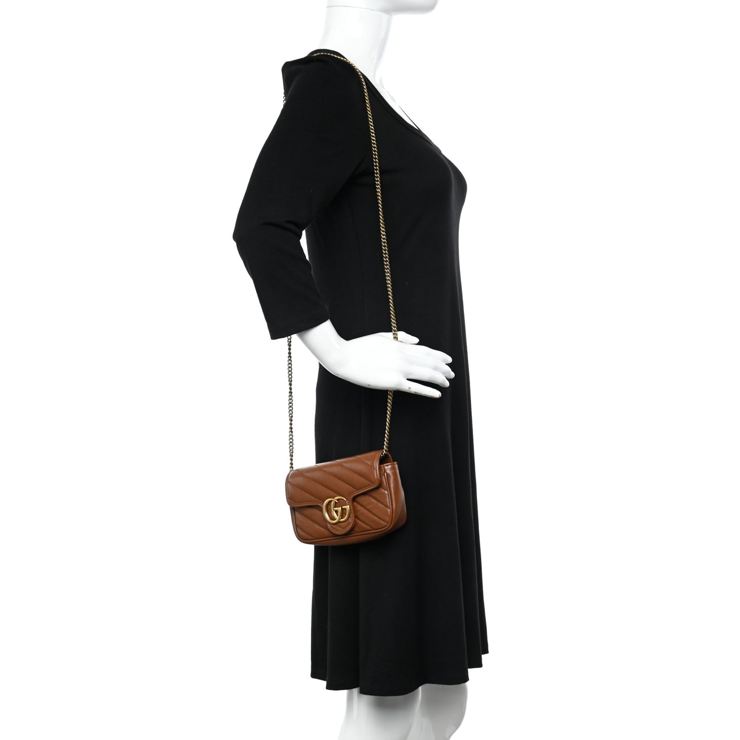 Azalea Calfskin Matelasse Diagonal Super Mini GG Marmont Shoulder Bag Cuir