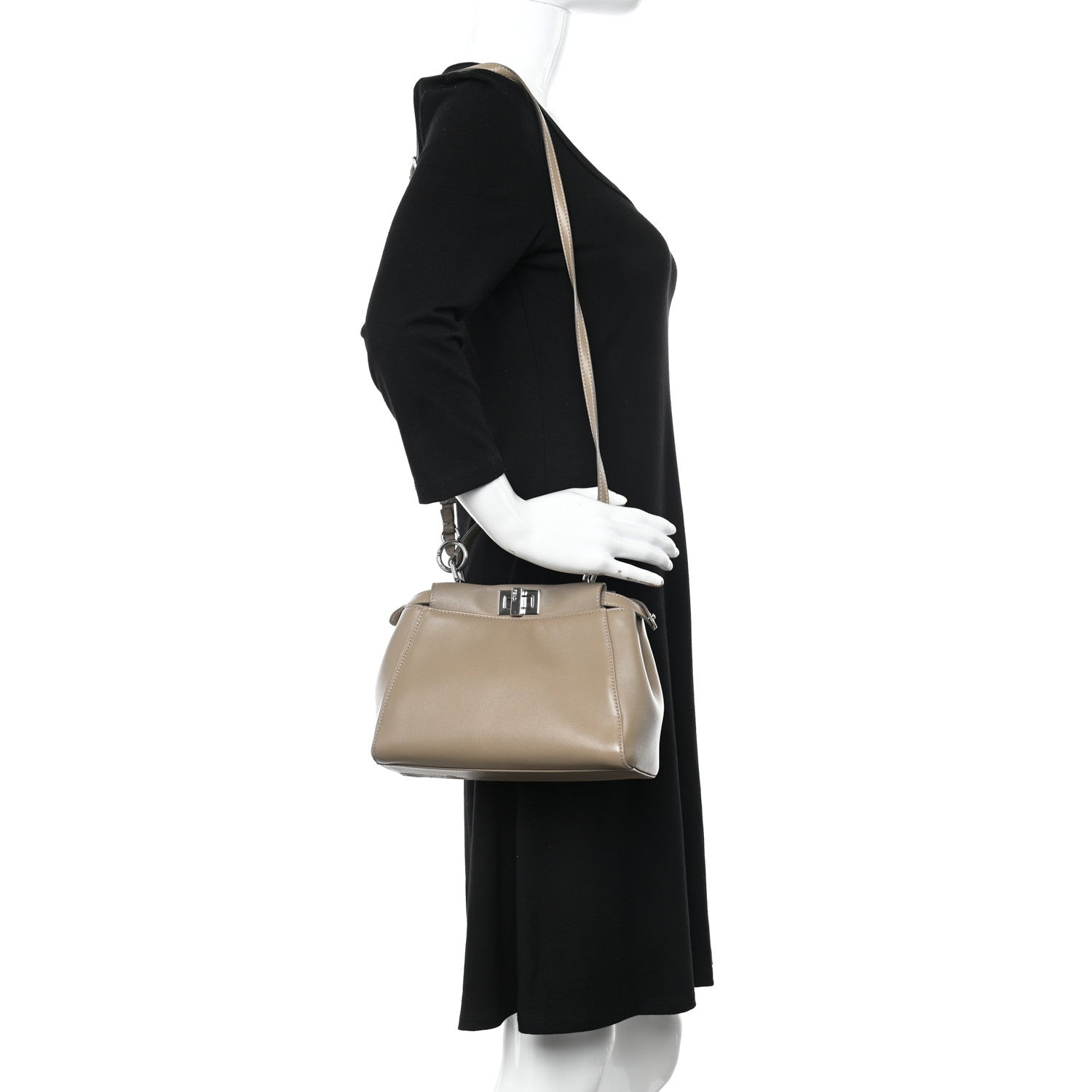 Fendi Nappa Mini Peekaboo Iconic Satchel Tortora 2 of 18