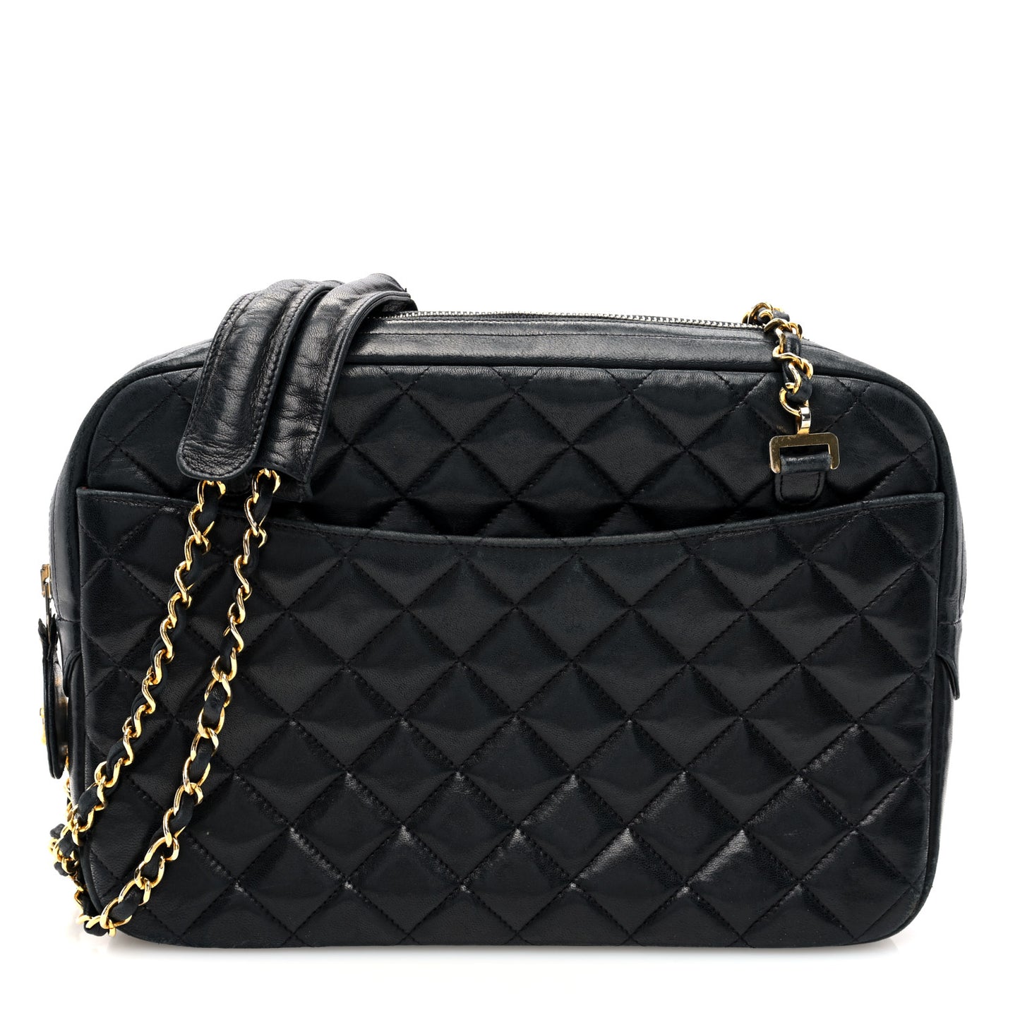 Lambskin Quilted Shoulder Bag Black