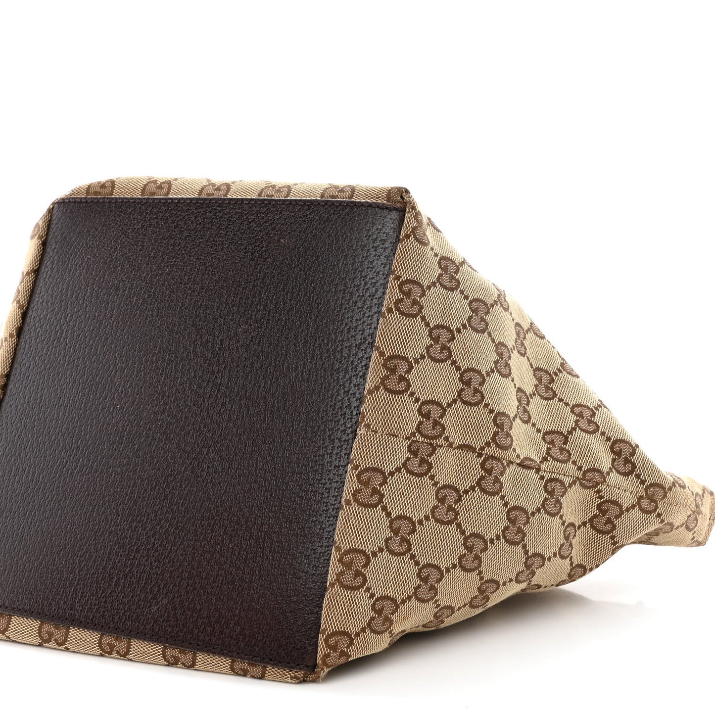 GG Monogram Small Web Handle Bucket Tote Dark Brown