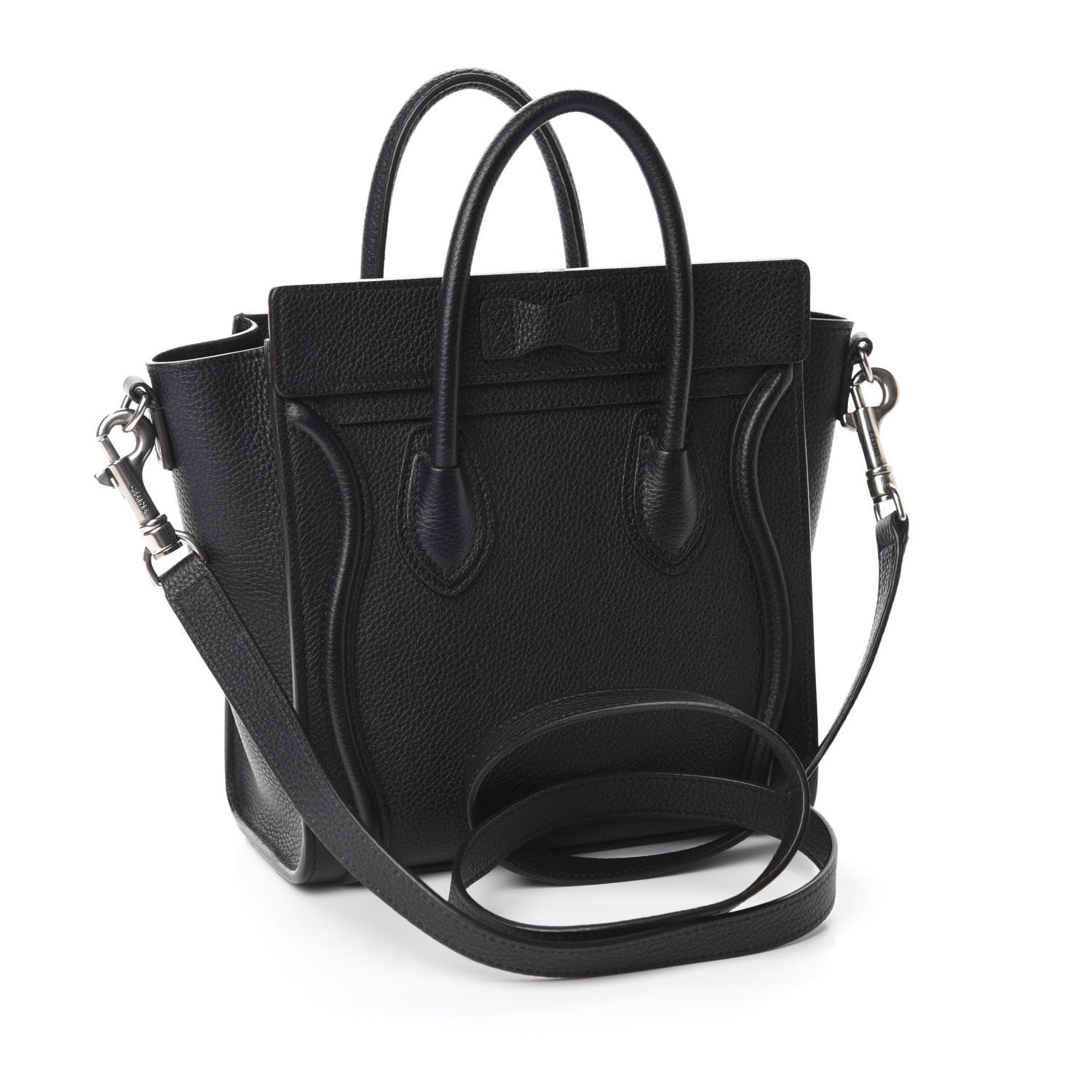 Celine Drummed Calfskin Nano Luggage Black 4 of 10