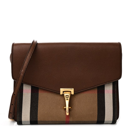 Burberry Derby Calfskin House Check Small Macken Crossbody Bag Tan 1 of 11