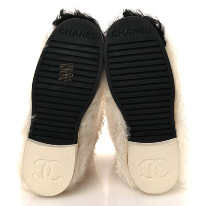 Chanel Shearling Sheepskin High Boots 38 Ivory Black 7 of 11