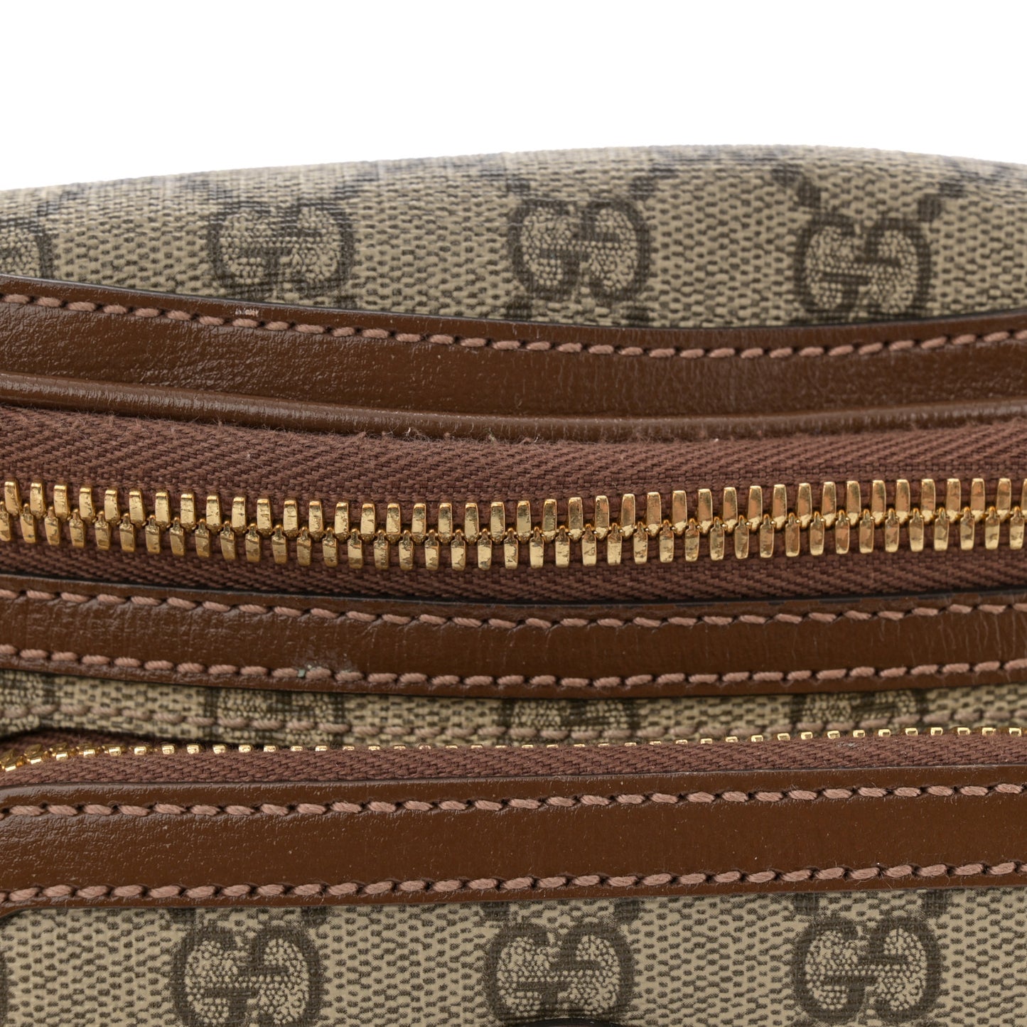 GG Supreme Monogram Textured Calfskin Retro Interlocking G Belt Bag Beige Ebony Brown Sugar