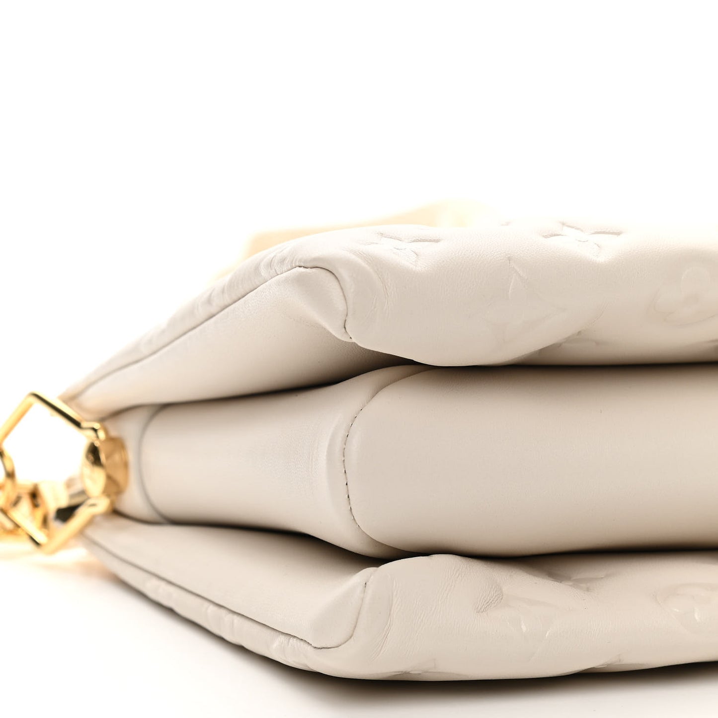 Lambskin Embossed Monogram Coussin PM Cream