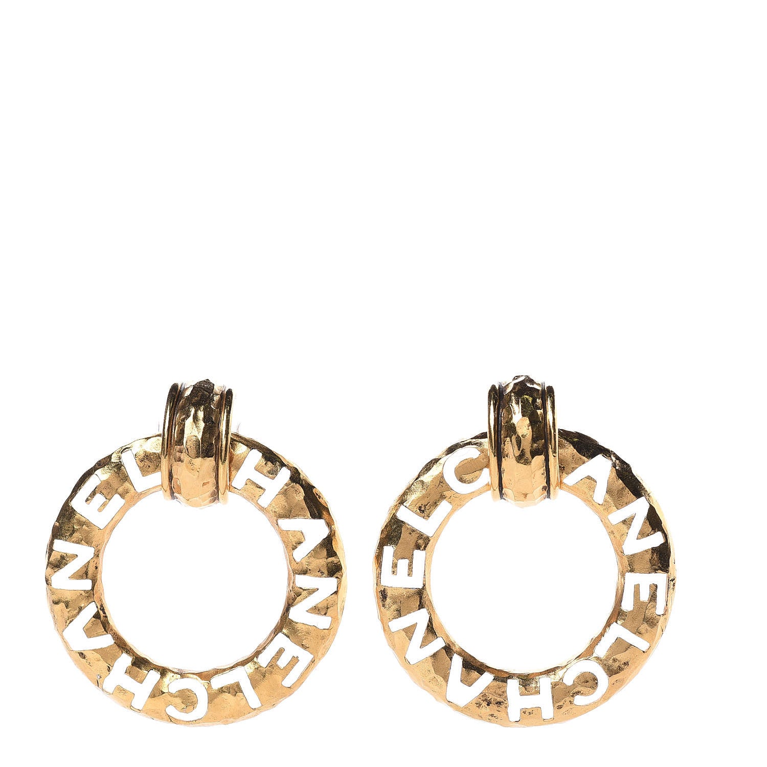Chanel Logo Hoop Clip On Earrings Gold 1 of 5
