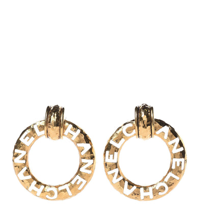 Chanel Logo Hoop Clip On Earrings Gold 1 of 5