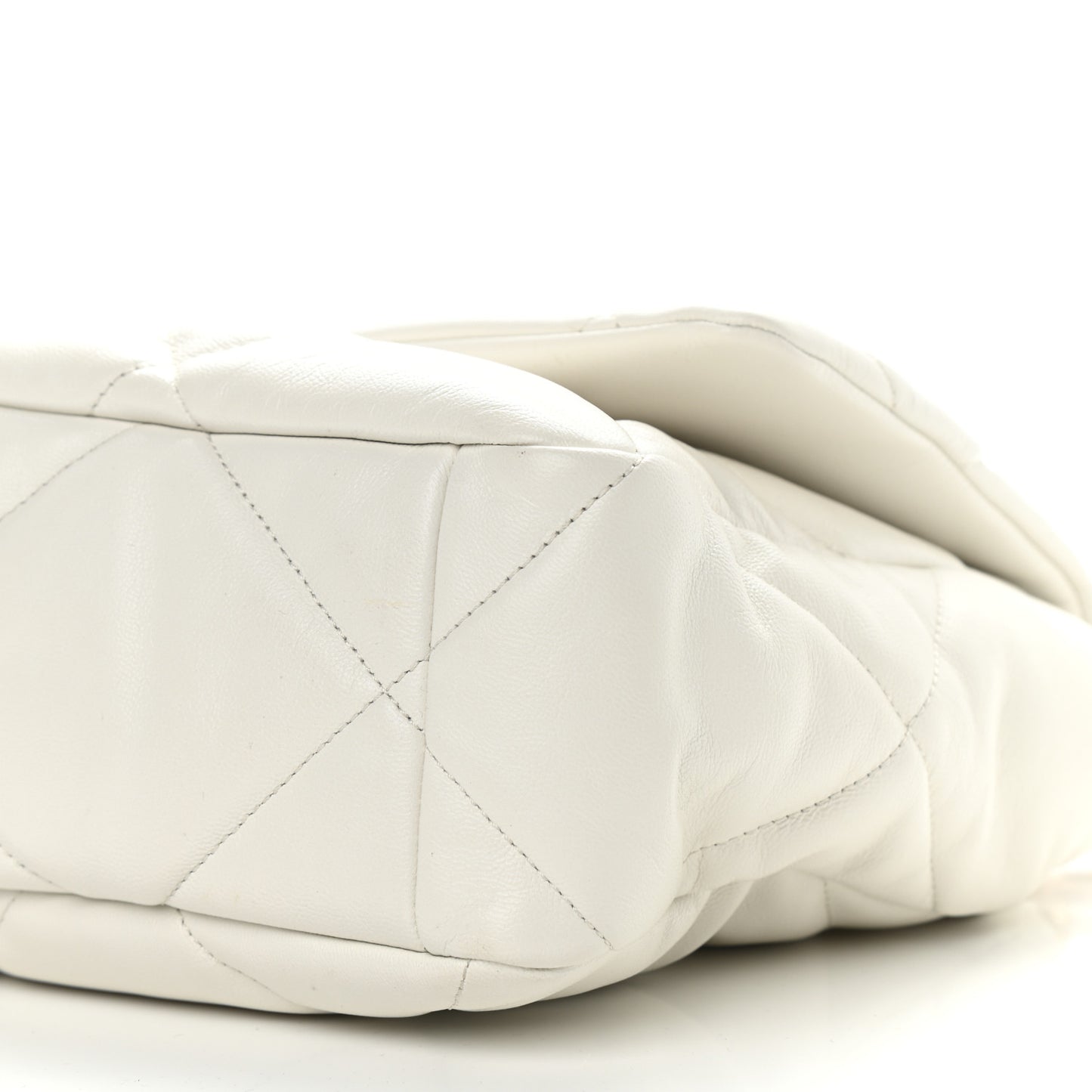 Goatskin Quilted Large Chanel 19 Flap White