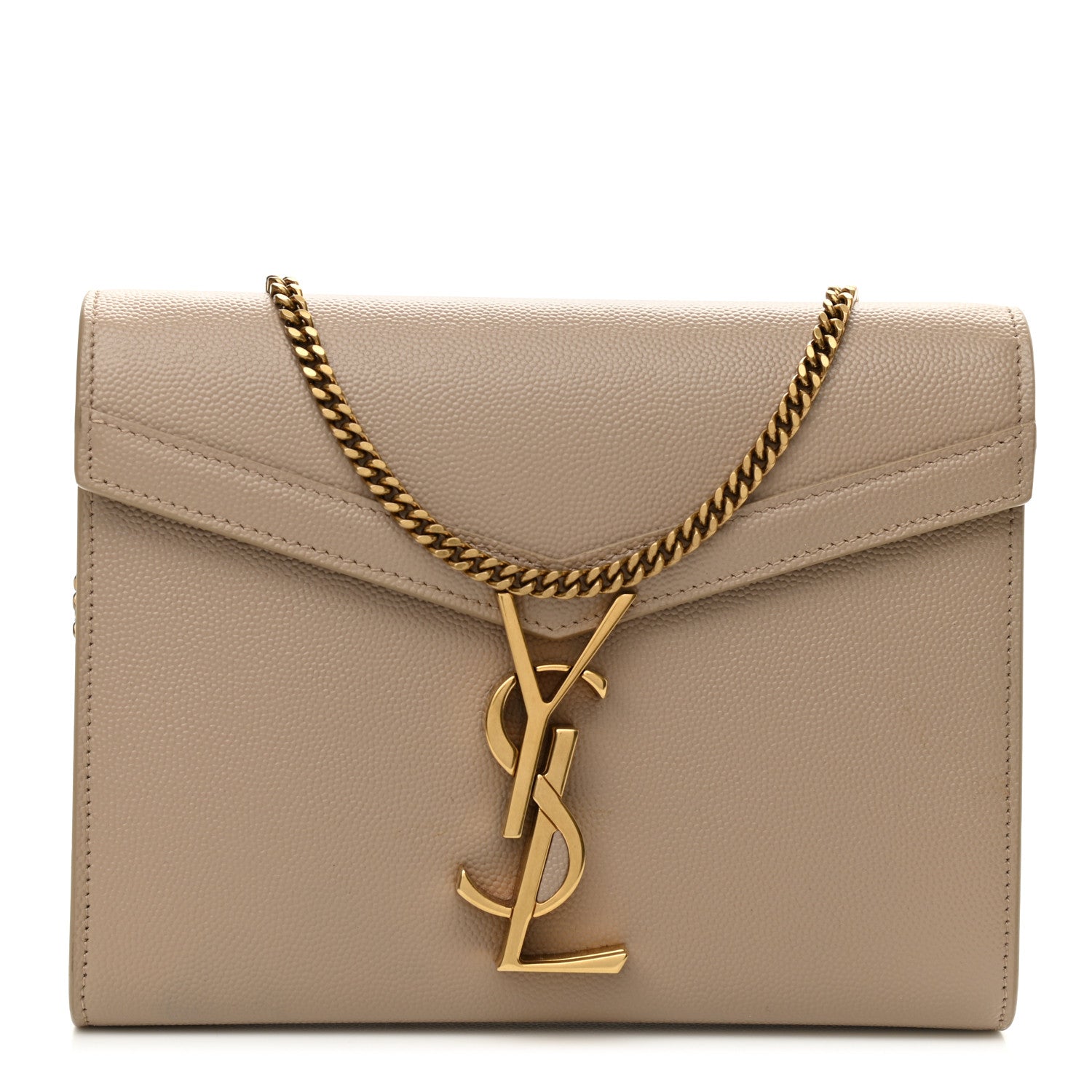 Saint Laurent Grain De Poudre Monogram Cassandra Clasp Bag Beige 1 of 10