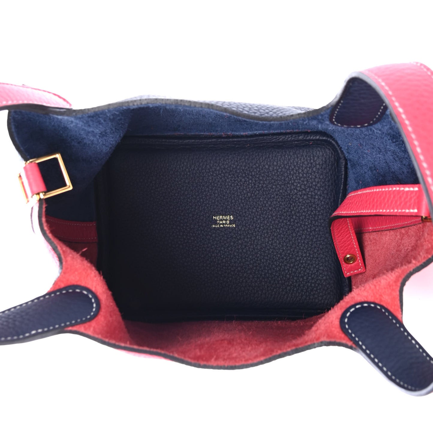 Taurillon Clemence Casaque Picotin Lock 18 PM Rose Extreme Bleu Nuit