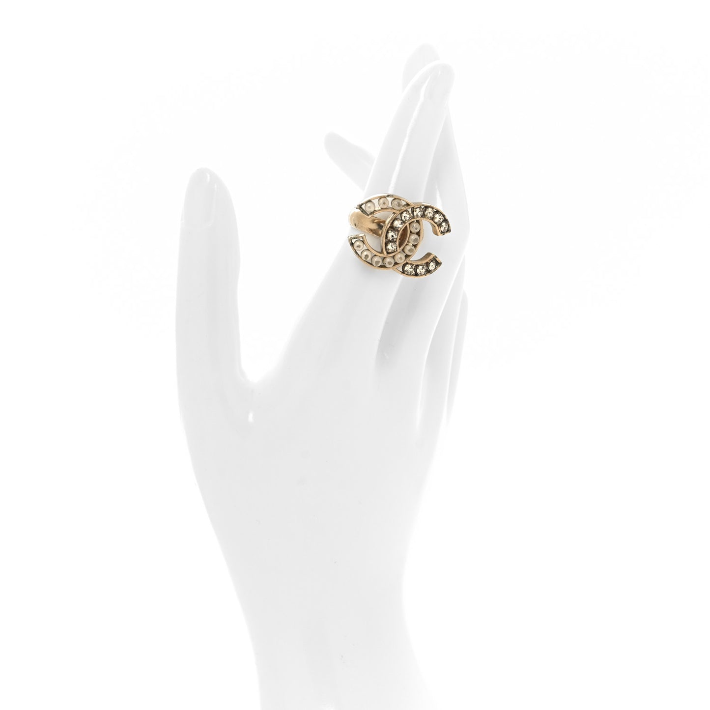 Crystal Pearl CC Ring 53 6.25 Gold