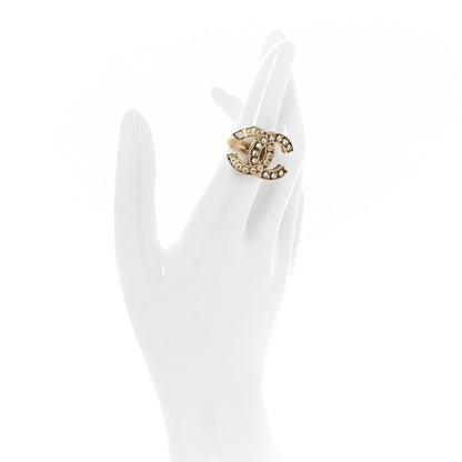 Chanel Crystal Pearl CC Ring 53 6.25 Gold 2 of 5
