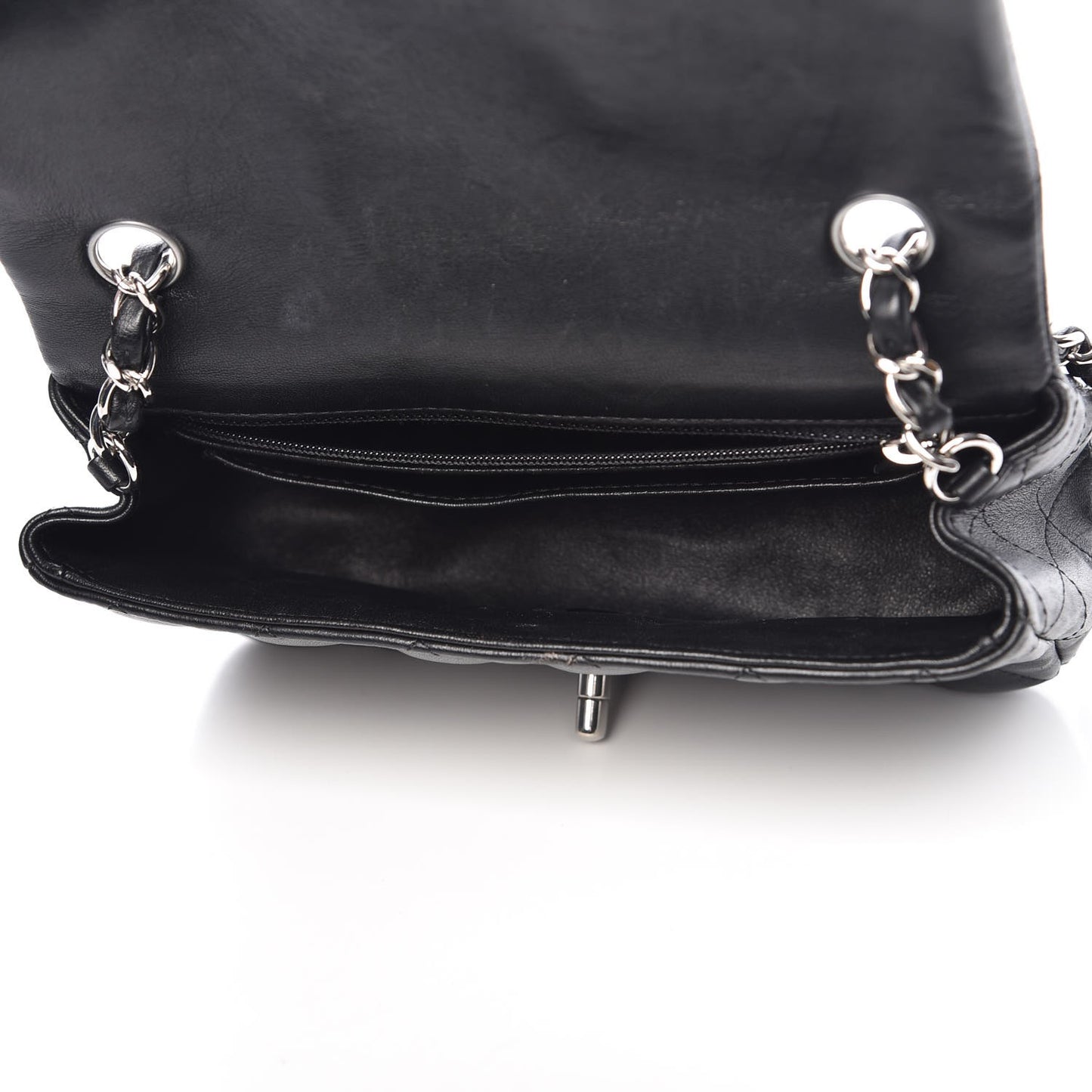 Lambskin Quilted Mini Rectangular Flap Black