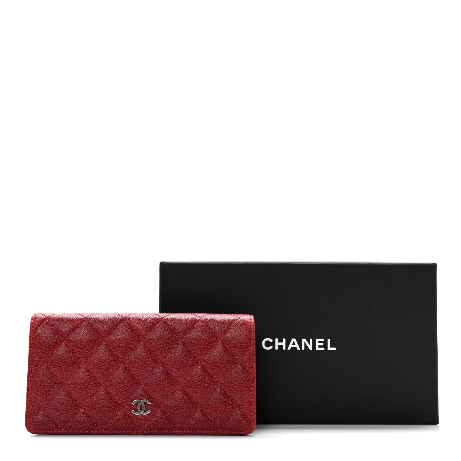 Chanel Caviar Quilted Yen Wallet Red 13 of 13