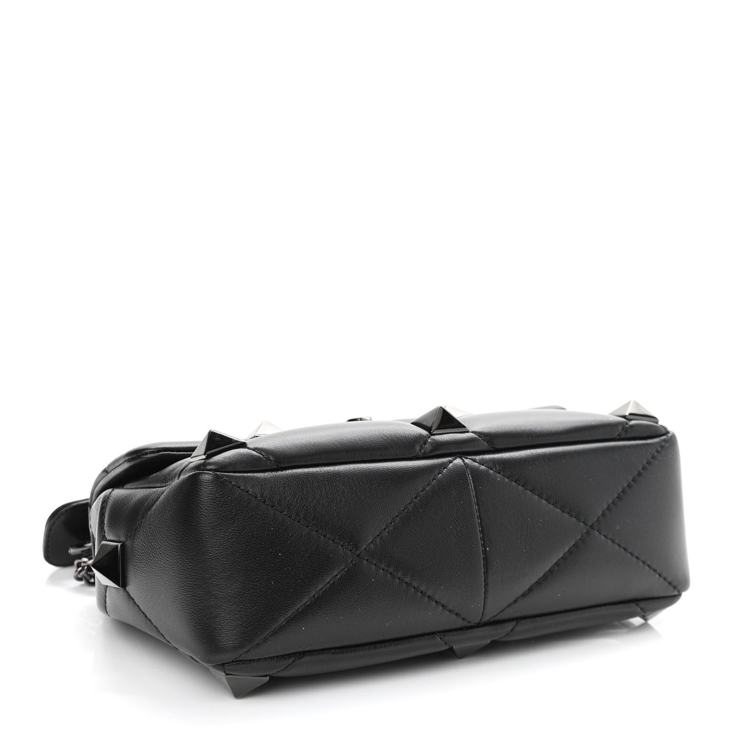Nappa Monochrome Medium Roman Stud Shoulder Bag Black