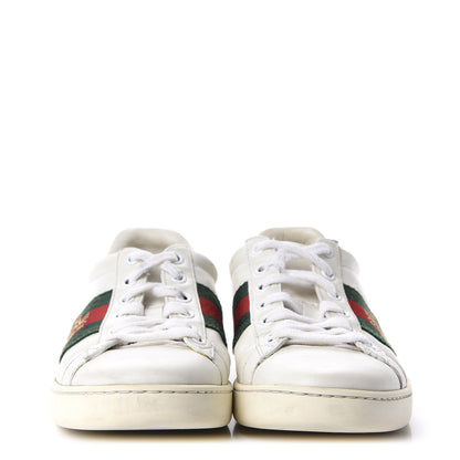 Gucci Calfskin Ayers Bee Embroidered Womens Ace Sneakers 35 White Green 2 of 12
