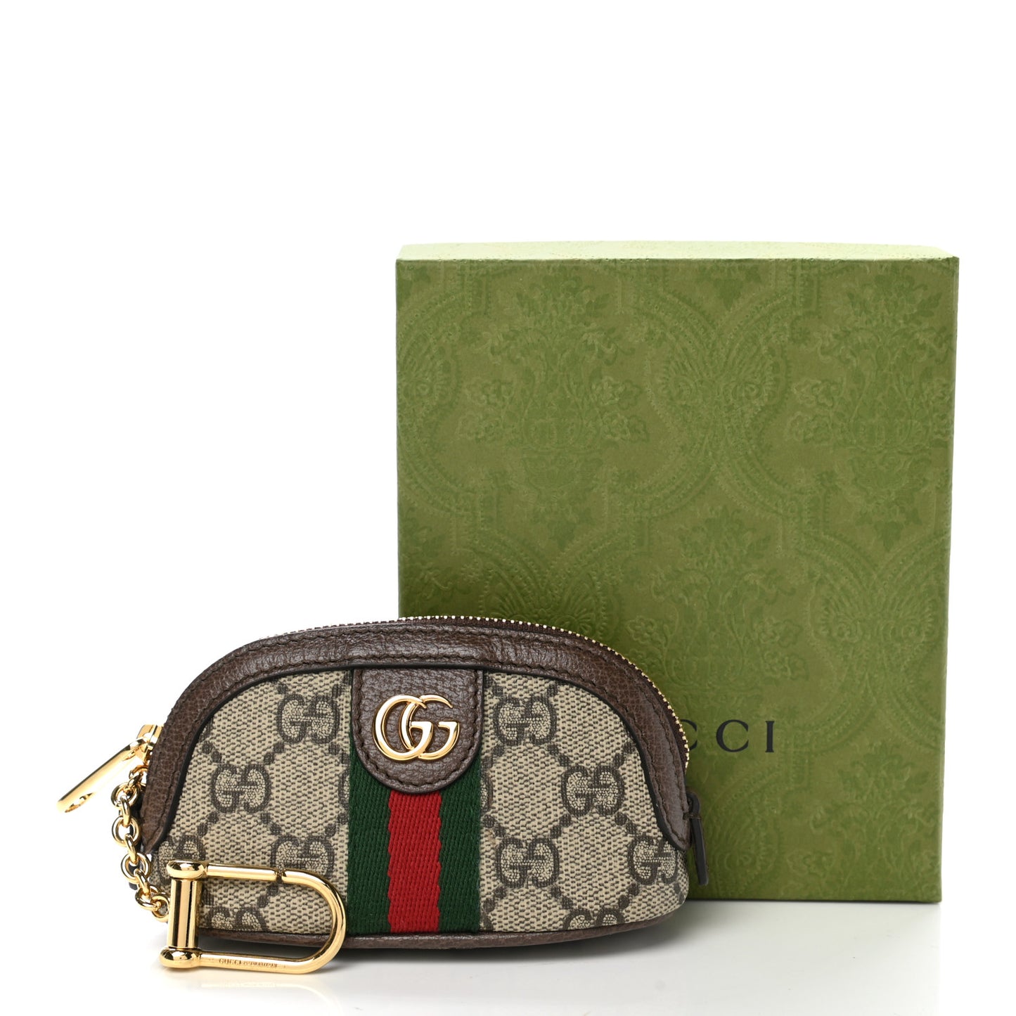 GG Supreme Monogram Web Ophidia Dome Key Pouch Beige New Acero