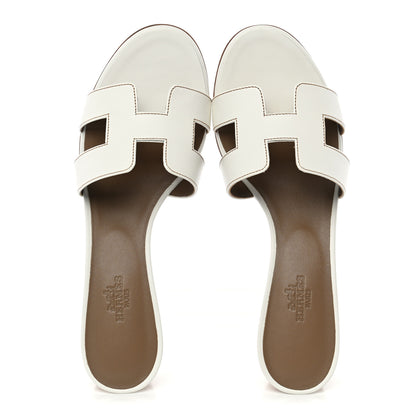 Hermes Calfskin Oasis Sandals 38.5 White 5 of 10