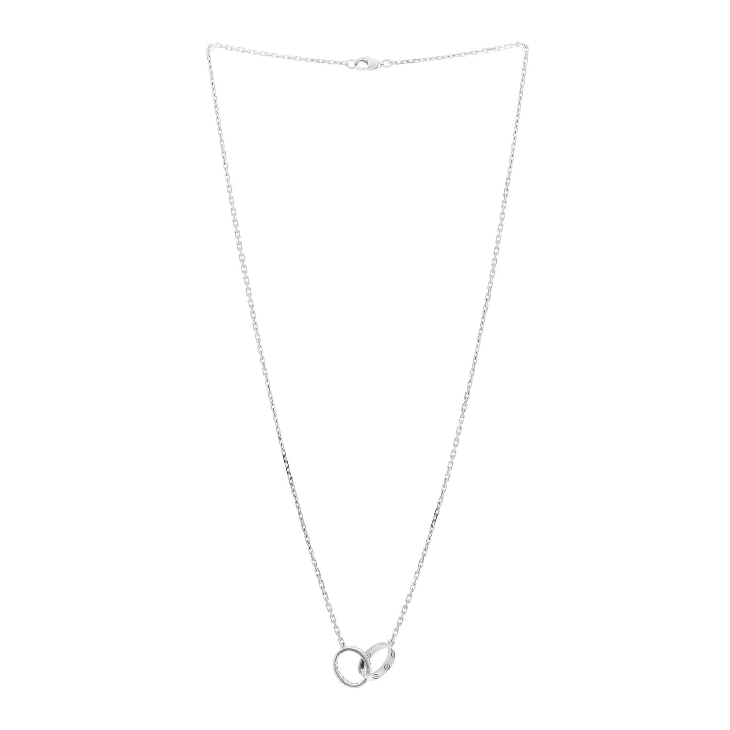 18K White Gold Diamond Interlocking LOVE Necklace