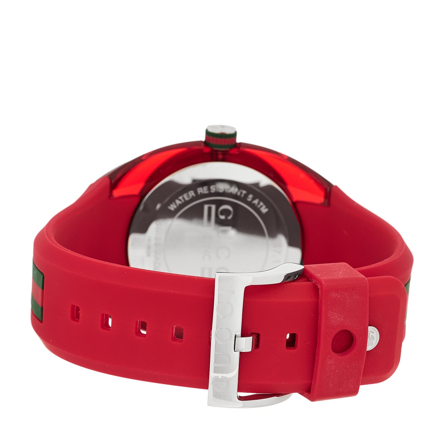 Gucci Stainless Steel Rubber 46mm Sync Web Quartz Watch Red