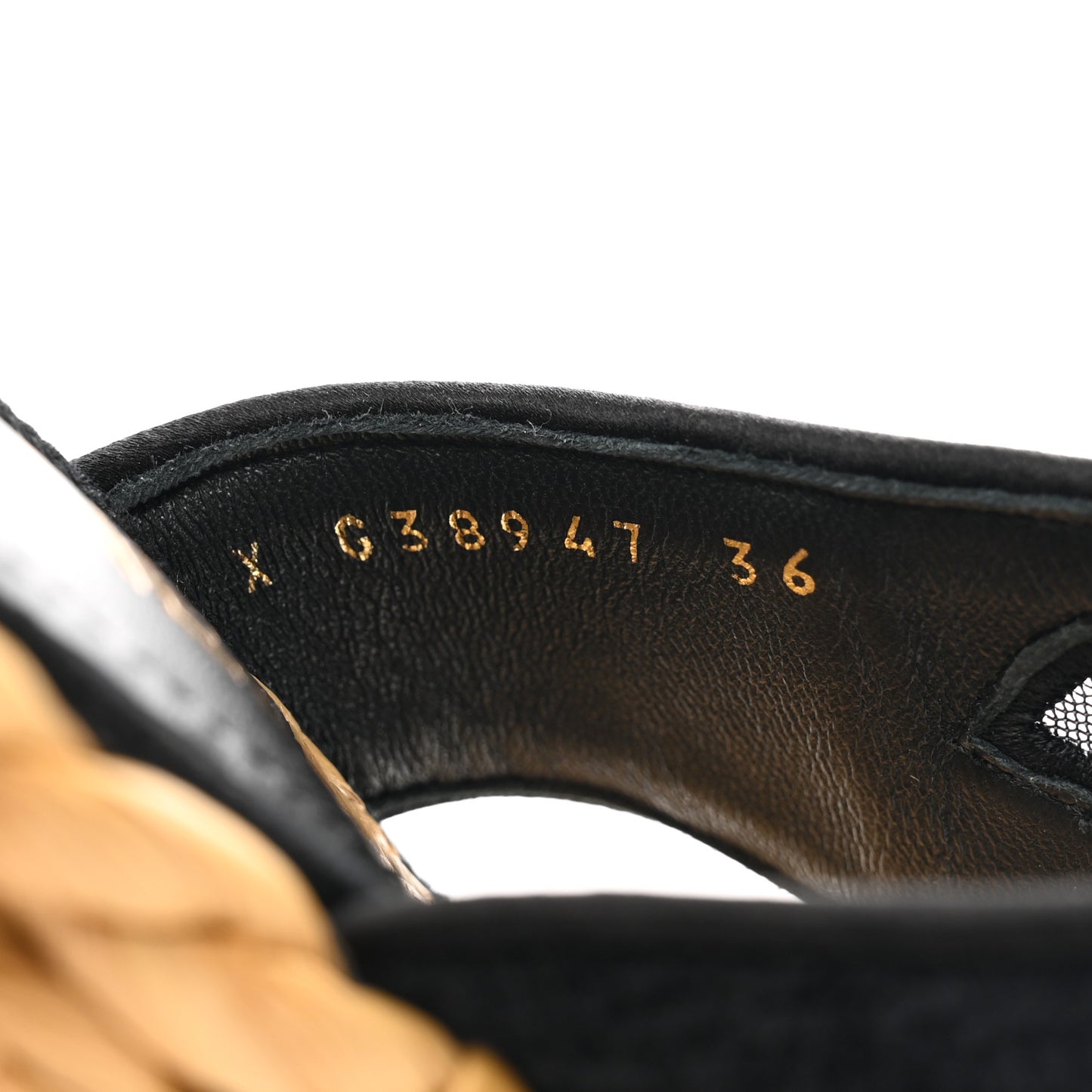 Terry Cloth Raffia CC Logo Thong Sandals 36 Black