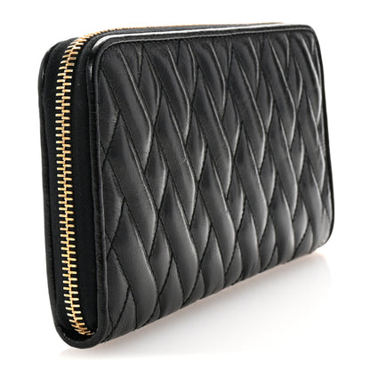 Miu Miu Vitello Shine Matelasse Zip Around Wallet Black 3 of 7