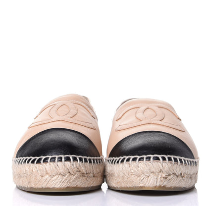 Chanel Lambskin CC Espadrilles 38 Beige Black 2 of 11
