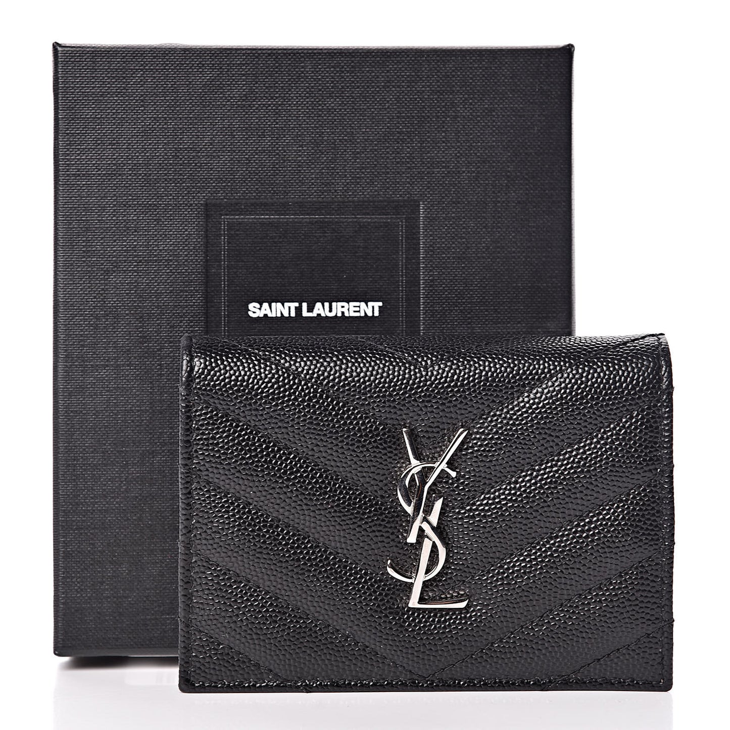 Grain De Poudre Matelasse Chevron Monogram Card Case Black