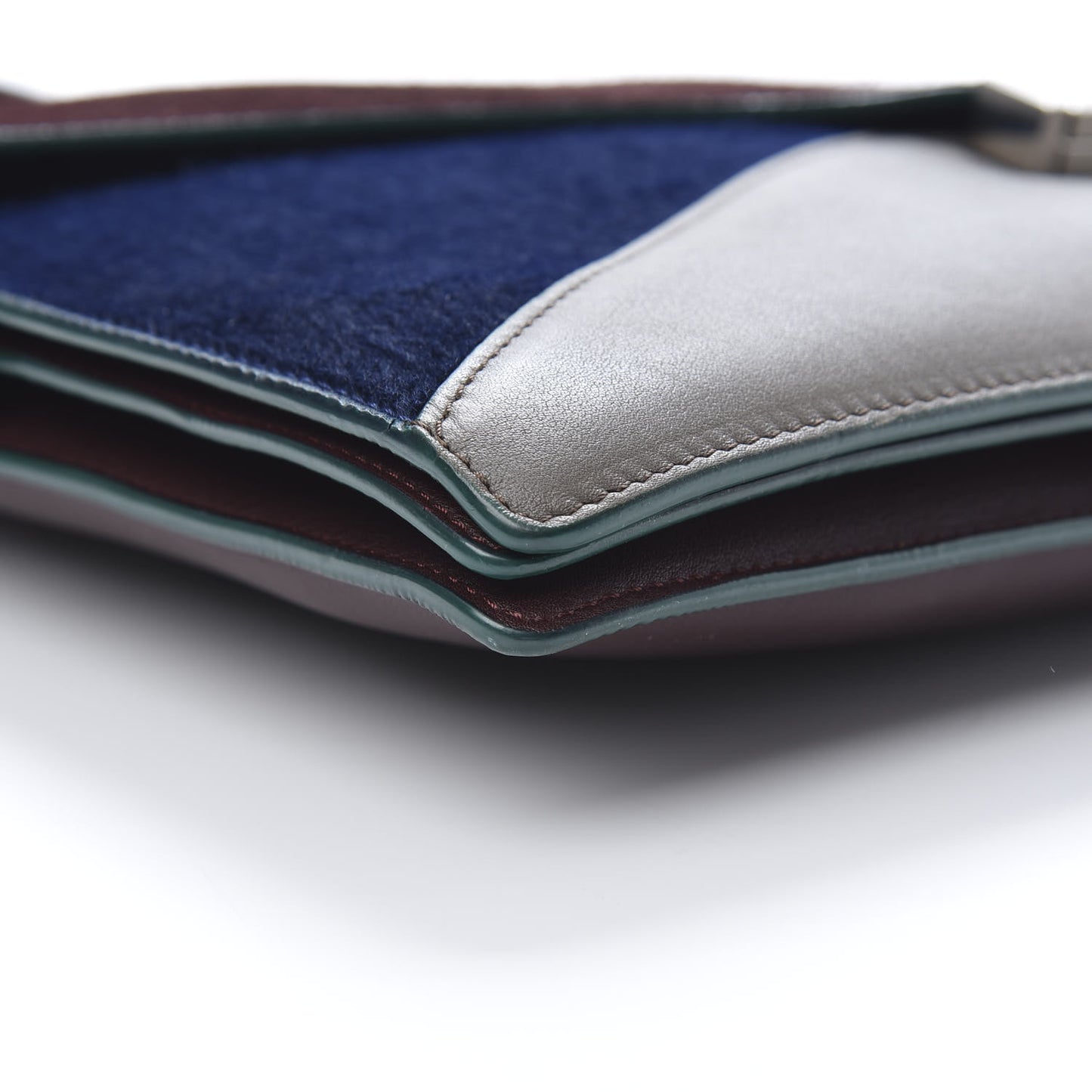 Suede Calfskin Pony Hair Medium Tri-Color Diamond Shoulder Bag Blood