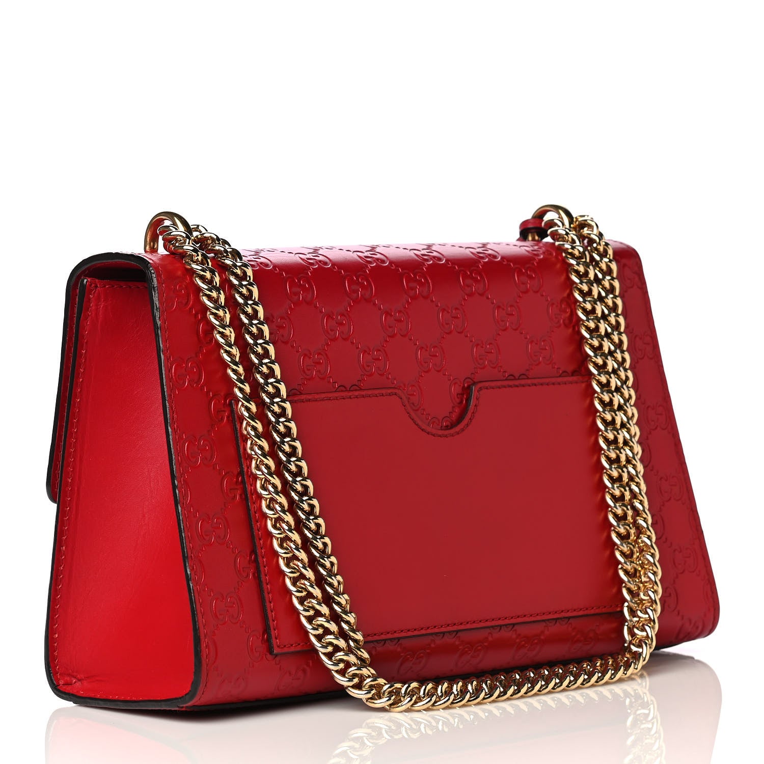 Gucci Guccissima Medium Padlock Shoulder Bag Hibiscus Red 3 of 5