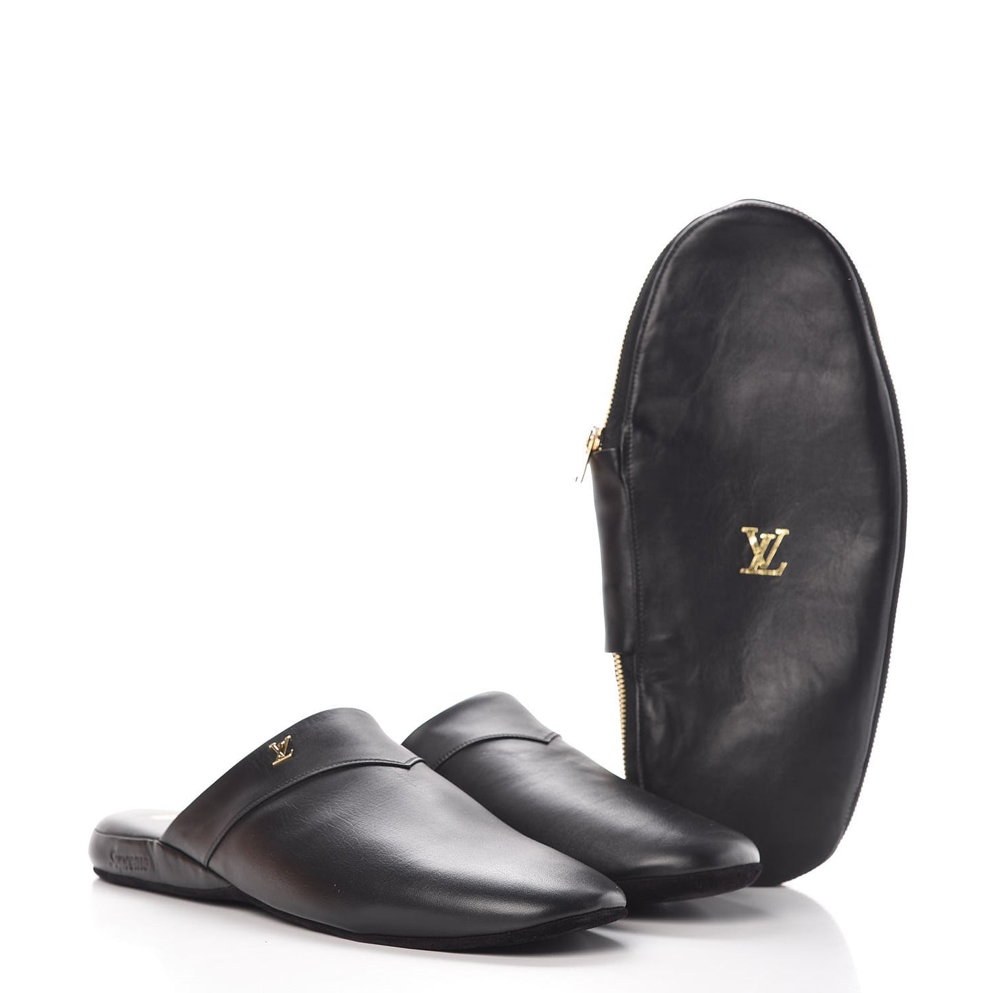X SUPREME Lambskin Mens Hugh Slippers 8 Black