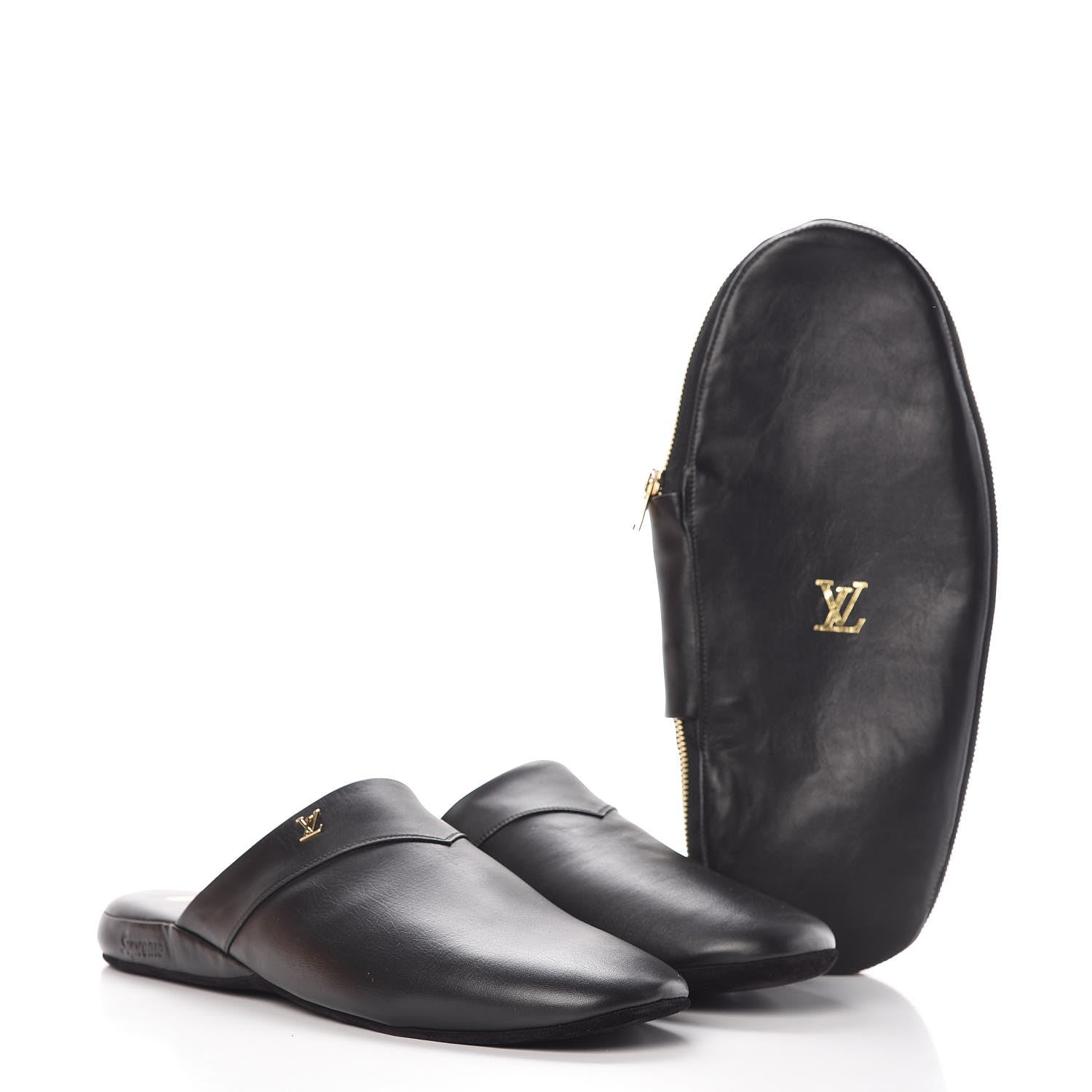 Louis Vuitton X SUPREME Lambskin Mens Hugh Slippers 8 Black 11 of 11