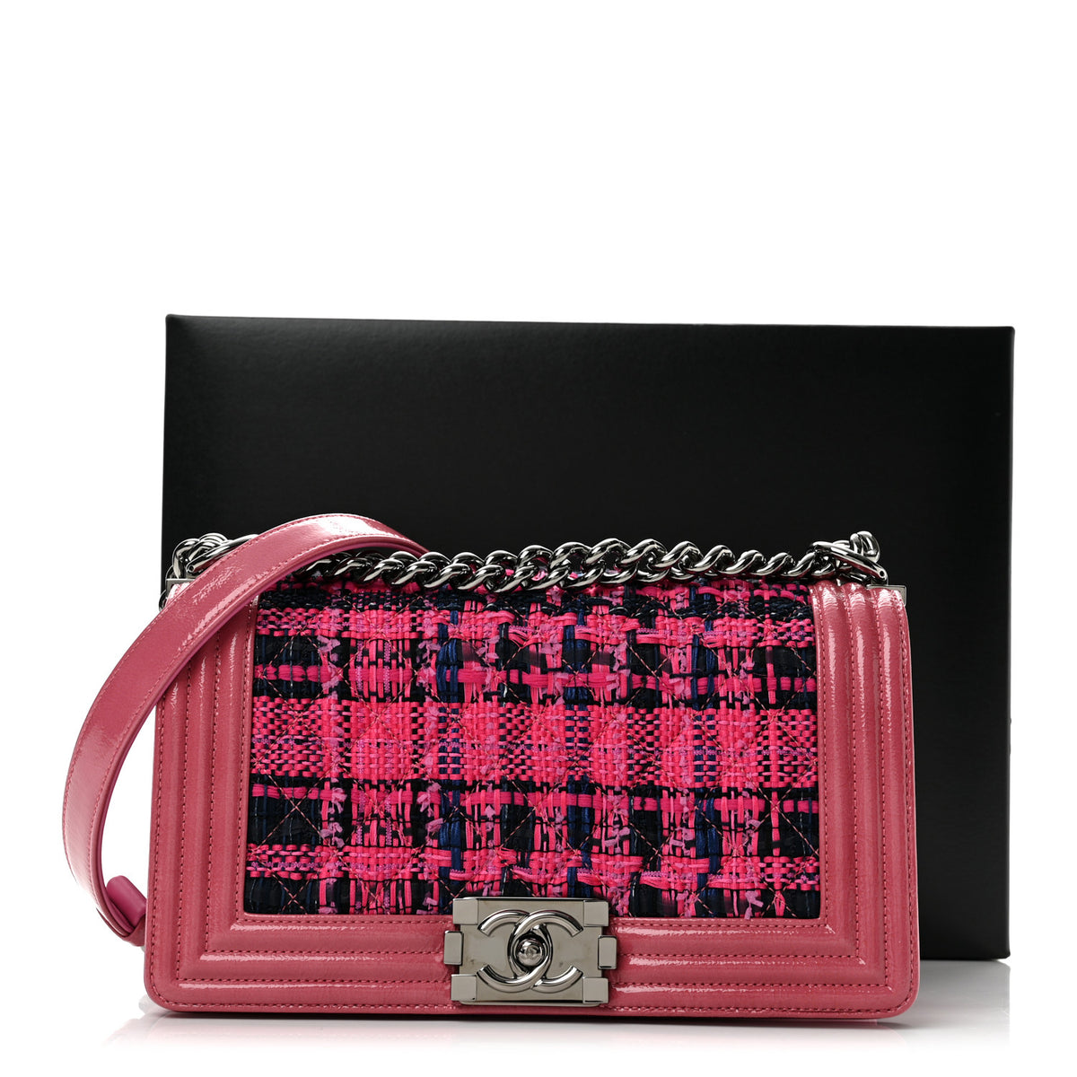 Chanel Patent Tweed Medium Boy Flap Fuchsia 12 of 12