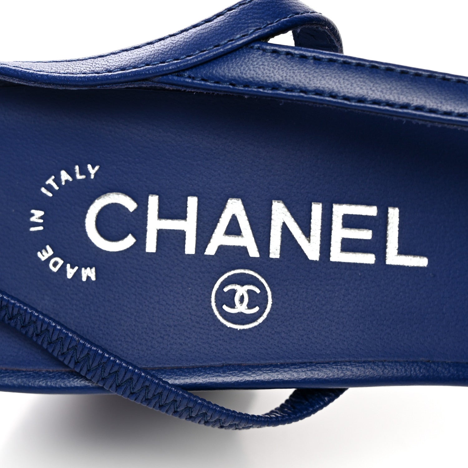 Chanel Lambskin Cap Toe Slingback Pumps 40 Blue 7 of 11