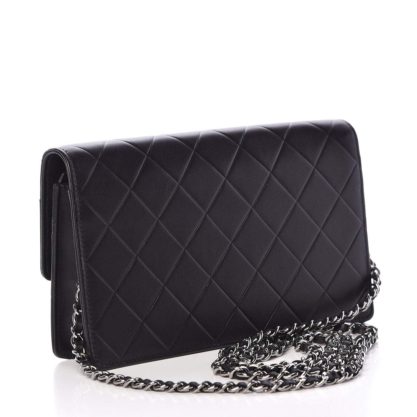Lambskin Embossed Lax Wallet On Chain WOC Black