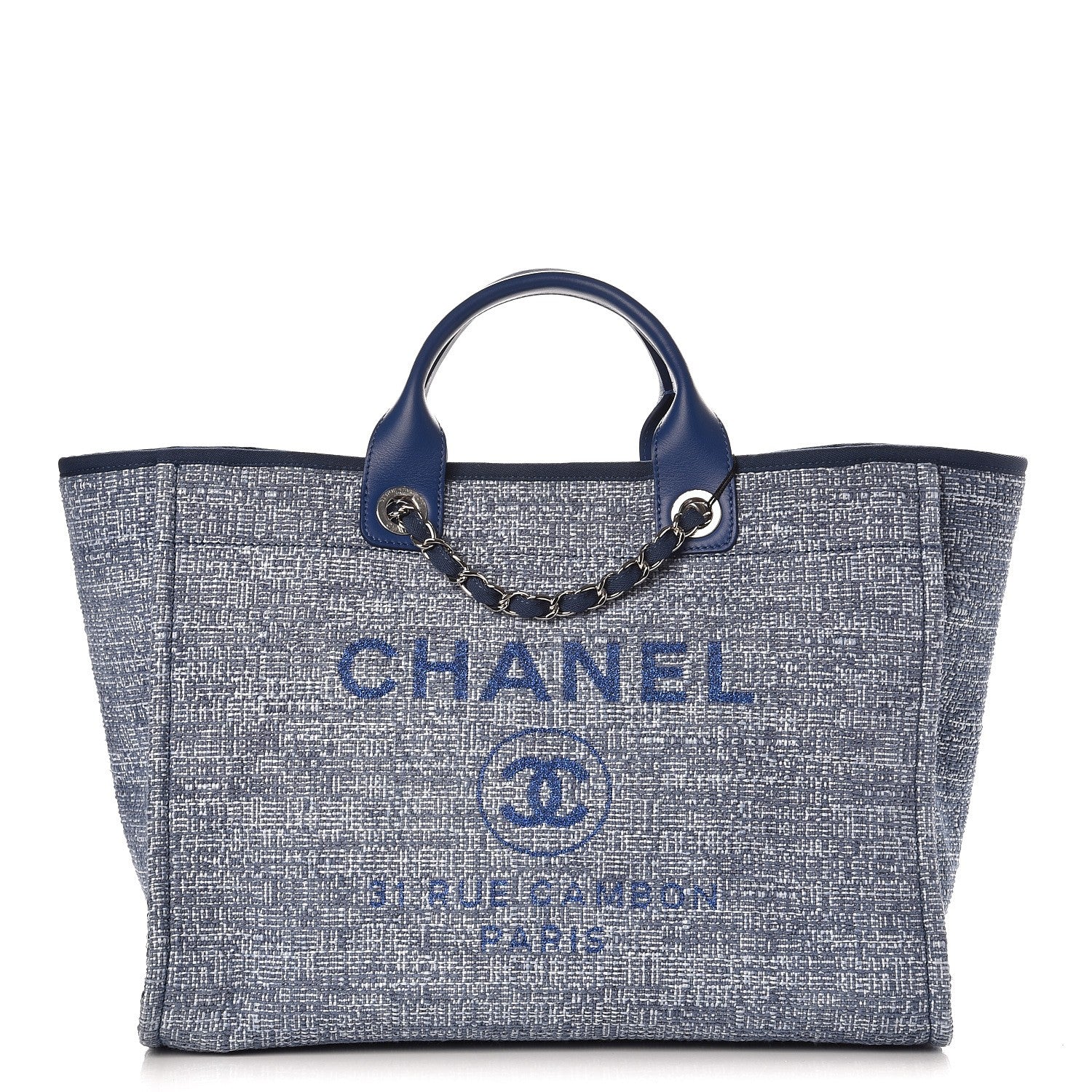 Chanel Canvas Large Deauville Tote Blue 1 of 6