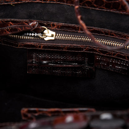 Nancy Gonzalez Crocodile Mini Button Tote Brown 6 of 13