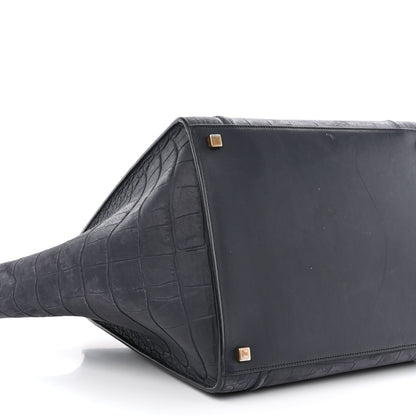Celine Crocodile Embossed Nubuck Medium Phantom Luggage Navy Blue 9 of 18