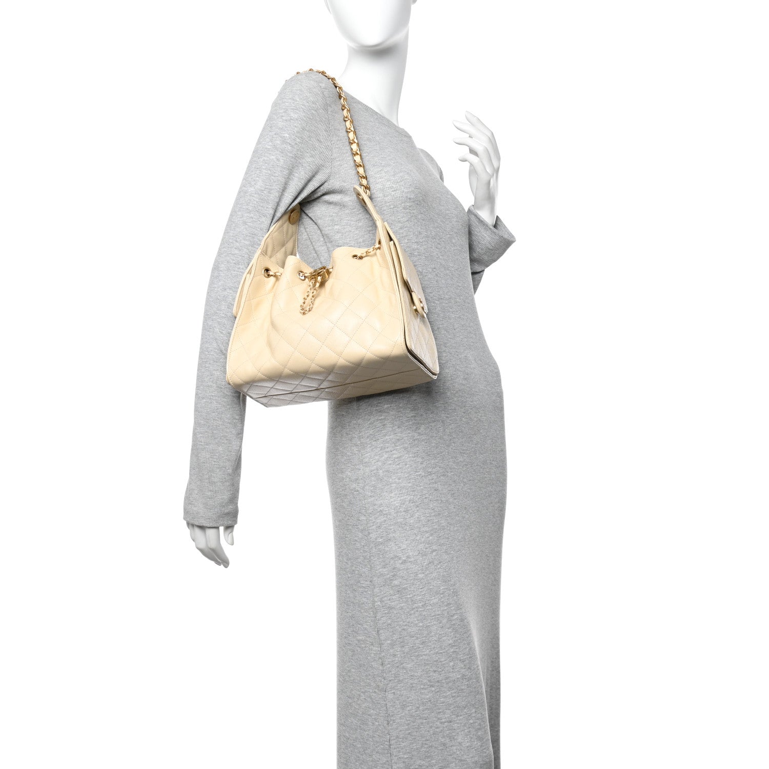 Chanel Caviar Quilted Small Chanel 25 Handbag Light Beige 2 of 10