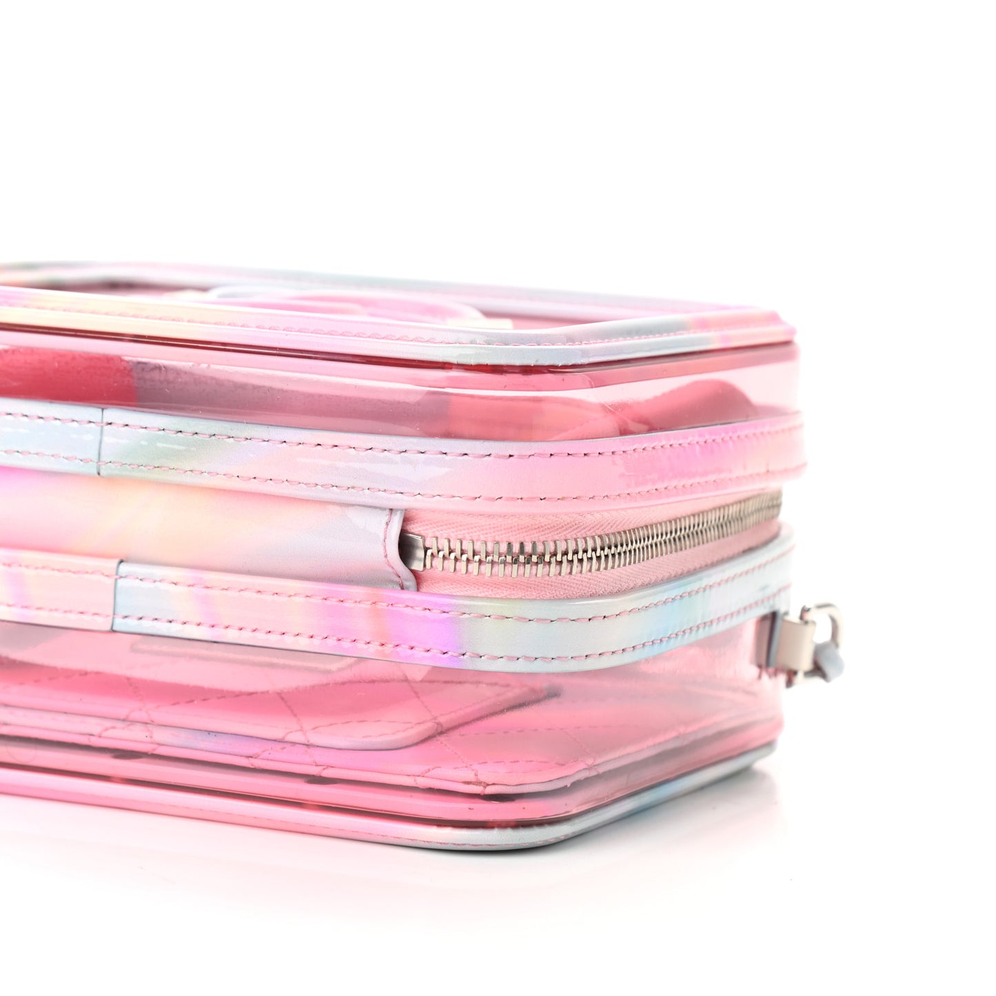 PVC Patent Calfskin Patent Lambskin Small CC Vanity Case Pink